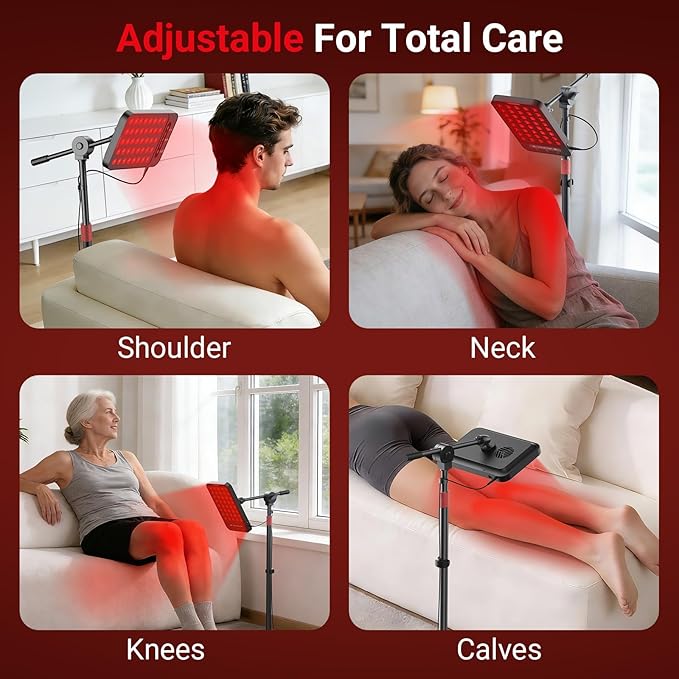 Comfytemp 55W Red Light Therapy for Face & Body, 143mW/cm² at 6 in Powerful Near Infrared Light Therapy Lamp, 660nm & 850nm LED Light Panel with Adjustable Stand Home Use, Gifts for Women Men Mom Dad Comfytemp