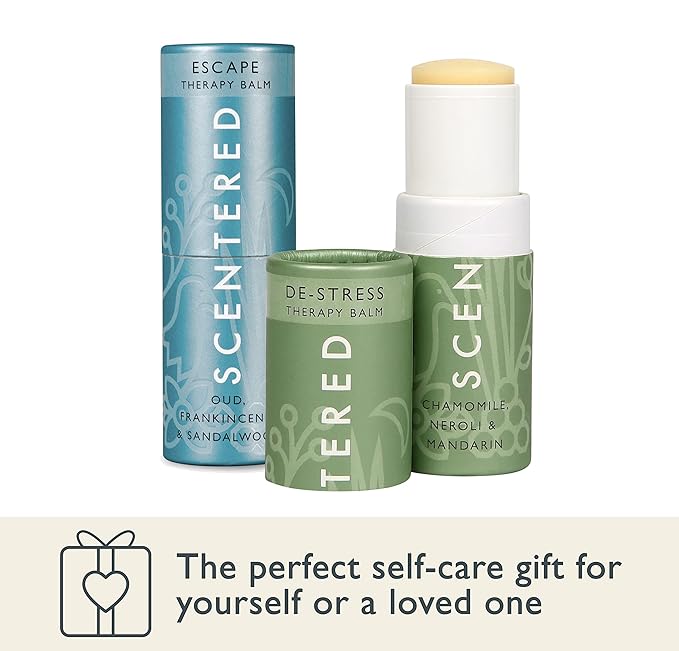 Scentered Aromatherapy Balm Stick Duo for Stress-Relief & Meditation - Roll On Essential Oil Blends of Frankincense, Oud, Chamomile - Aromatherapy Gifts for Women - De-Stress & Escape - Bloomnest