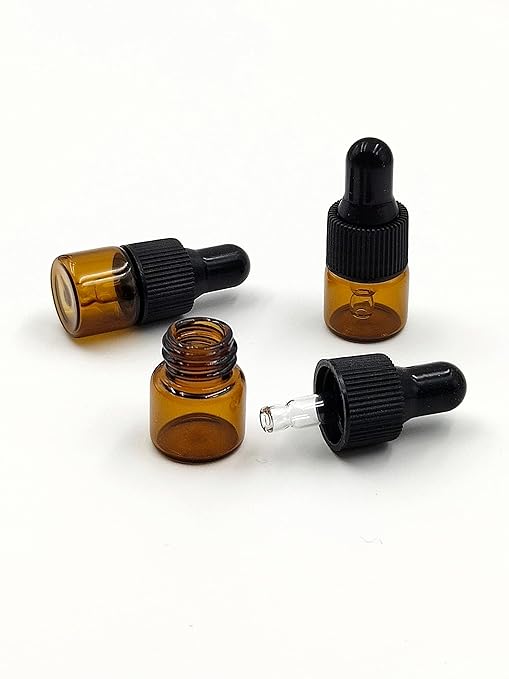 15Packs 1ml Tiny Amber Glass Mini Dropper Bottles for Essential Oils, Cosmetics, and Liquid Small Empty Travel Sample Vials with Dropper and Black Caps YYNGJCK