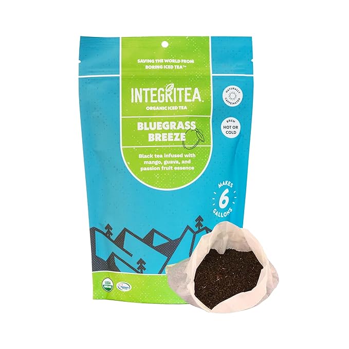 IntegriTEA Bluegrass Breeze Hot or Cold Brew Organic Black Tea Bags Infused with Guava Passion Fruit Mango- 6-Bags Unsweetened Tea Pack Makes 6 Gallons - Bloomnest