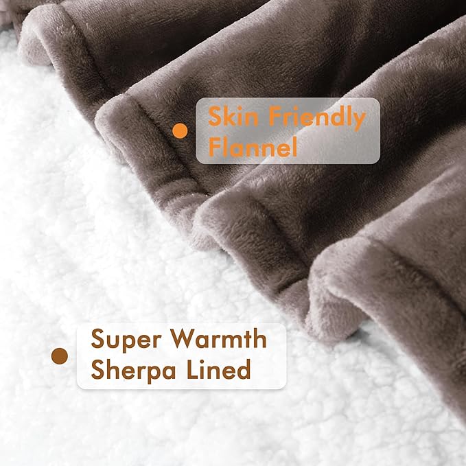 Tirrinia Sherpa Wearable Blanket With Sleeves, Full Body Throw Reading Wrap TV Blankets - Bloomnest