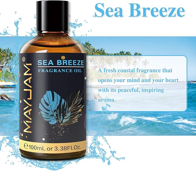 MAYJAM 100ML/3.38FL.OZ Sea Breeze Fragrance Oils with Glass Dropper, Essential Oils for Diffusers for Home, Long Lasting Scented Oils for Diffusers Soap Candle Making - Bloomnest