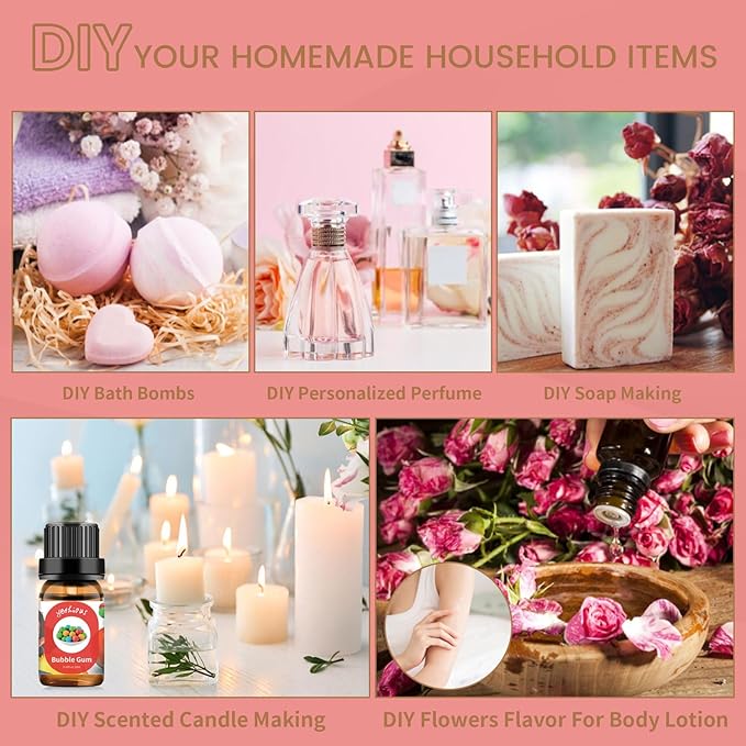 yethious Cotton Candy Bubble Gum Essential Oil Set, Cotton Candy Oil for Diffuser, Aromatherapy, Candle Soap Making - 2 Pack 0.33 Fl Oz Cotton Candy & Bubble Gum Oil - Bloomnest