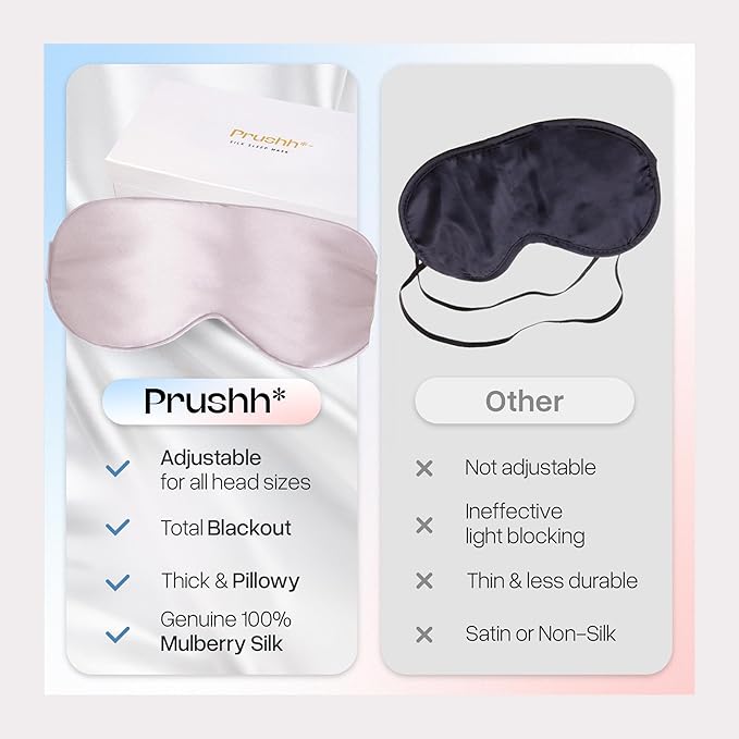 Adjustable Silk Sleep Mask Eye Covers | 100% Pure 6A Mulberry Silk | Blackout & Hypoallergenic | Concealed Strap for Women & Men | for Sleeping & Travel (Pink) - Bloomnest