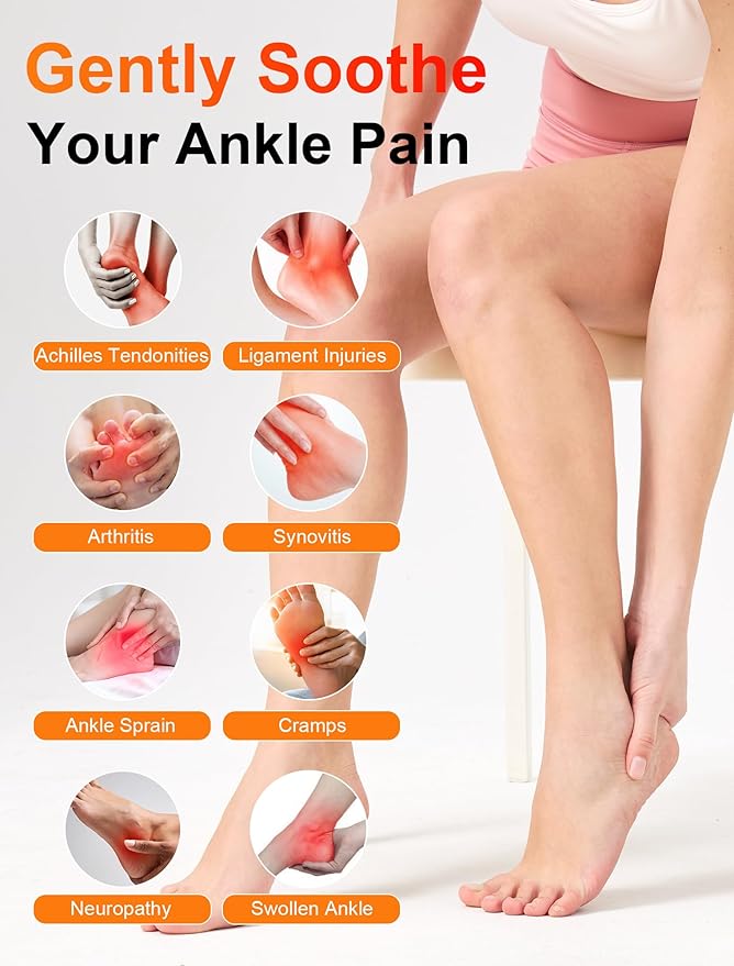 CAMECO 2-in-1 Cordless Ankle Massager with Heat for Achilles Tendinitis, 5000mAh & 104℉-140℉ Heated Ankle Heating Pad with Massage for Arthritis Pain Relief, Portable Heated Foot Warmer Wrap