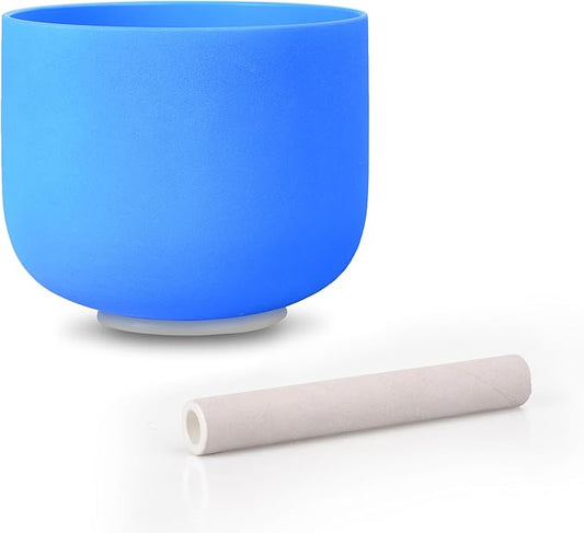 ALIOTH 7" Blue G Note Crystal Singing Bowl Throat Chakra Sound Therapy with Suede Mallet - Bloomnest