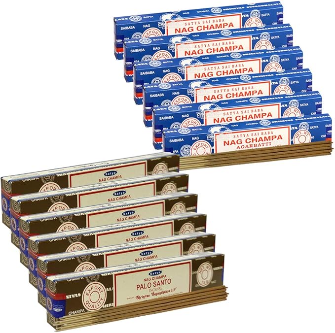 Nag Champa Incense Sticks and Palo Santo Incense Sticks with Incense Holder Bundle for Home Fragrance and Spiritual Décor TRUMIRI