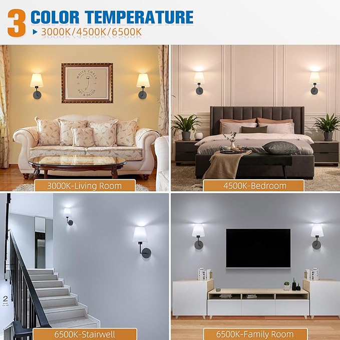NIORSUN 13.8 inch Battery Operated Wall Sconce Set of 2,Black Rechargeable Wall Lights with 5200mAh Dimmable Detachable Bulbs and Remote,9 Colors Wireless Sconces for Bedroom Living Room Hallway - Bloomnest