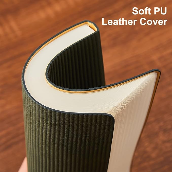 Lined Journal Notebook for Work College Ruled Note Book 7.2"x9.6" B5 PU Leather Daily Journaling 160 Pages for Women Men Writing Home School Supplies Business (Darkgreen/Darkpink) - Bloomnest