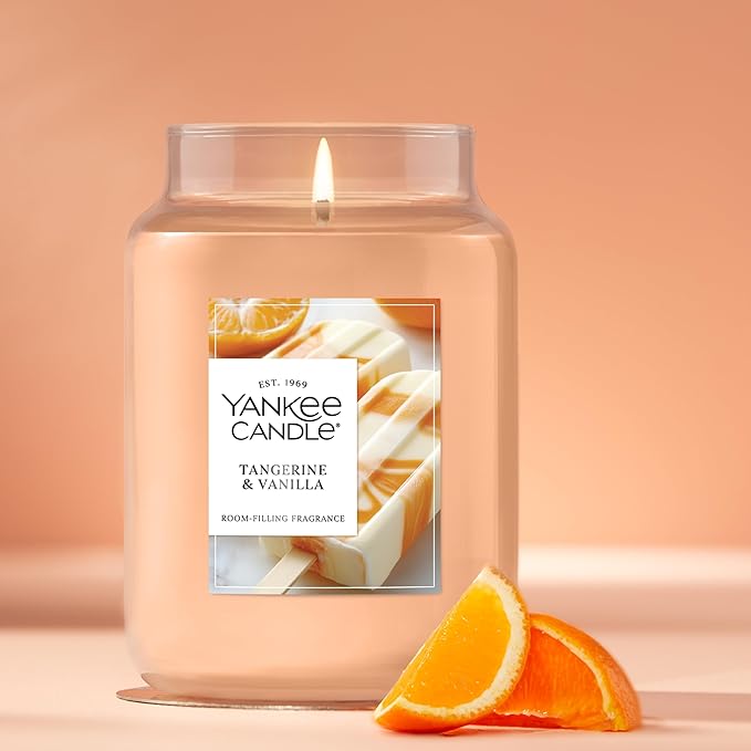 Yankee Candle Tangerine & Vanilla Scented Candle, 22oz Large Jar with up to 150 Hour Burn Time, Giftable - Bloomnest