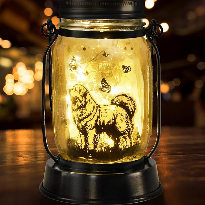 kyoryuger Pyrenees Gifts for Women/Men Pyrenees Dog Solar Lanterns Mom Birthday Dog Lovers Lantern Pet Loss Pet Memorial Lights Solar Garden Decoration for Yard, Patio,Backyard,Porch Torches Light - Bloomnest