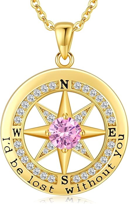 S925 Necklace Gift for Wife |Compass Jewelry |Women Anniversary |Sterling Silver |Girlfriend Birthday Gifts for Her Valentines |I'd be Lost without You |Jewel 18K Gold - Bloomnest