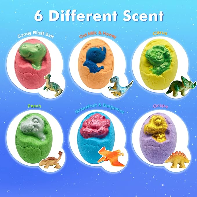 Bath Bombs for Kids - XL Dino Eggs Bath Bomb with Surprise Toys Inside, Kids Bath Bomb Gift Set, Natural Bubble Bath, Dinosaur Bathbombs Birthday Gift for Boys Girls, Christmas Gift, Thanksgiving Day - Bloomnest