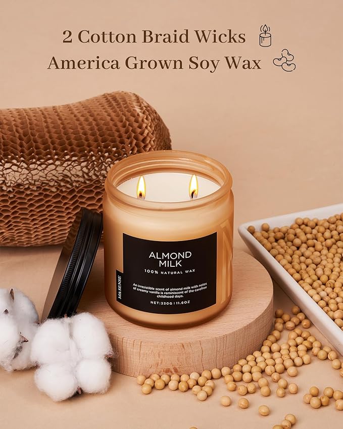 M&SENSE Creamy Vanilla Scented Candle, 11.6oz Clean Non Toxic Home Sweet Scent 70 Hours Burn Time Fragrance Candle for Women Teacher Friends, 2 Wick Natural Soy Wax for Home Decor - Bloomnest