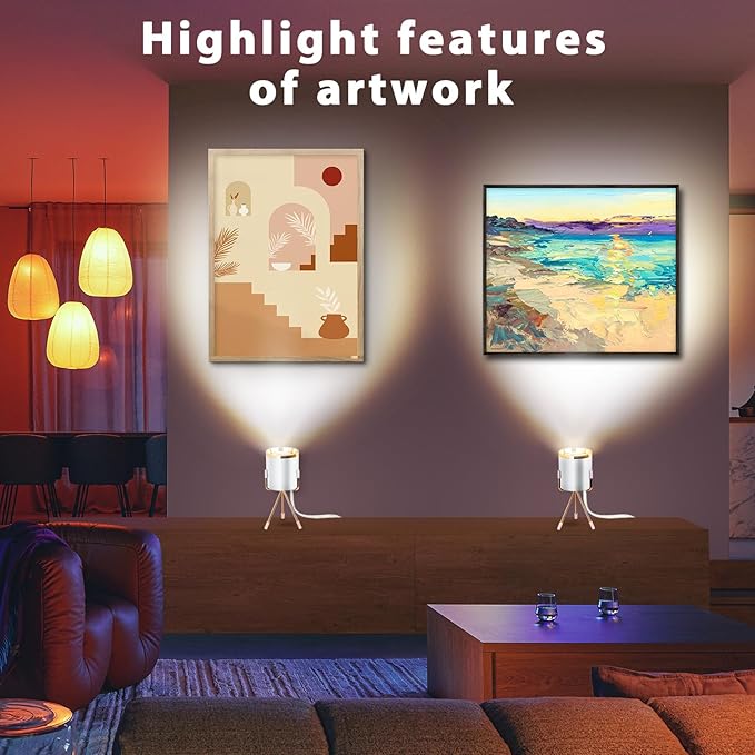 Spot Lights Indoor Floor Lamp, 6W Uplighting Indoor with Remote, Dimmable & Timer & 3 Color Temperatures, 2700K to 6500K Floor Can Lights for Plants Pictures Corner Ambient Lighting, 2 Pack - Bloomnest