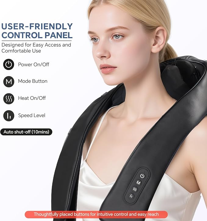 Cordless Neck Shoulder Massager with Heat for Pain Relief Deep Tissue, Upgraded Straps, Kneading, Shiatsu Back Neck Massager Pillow for Neck, Shoulders Back, Gifts for Men Women Mom Dad - Bloomnest