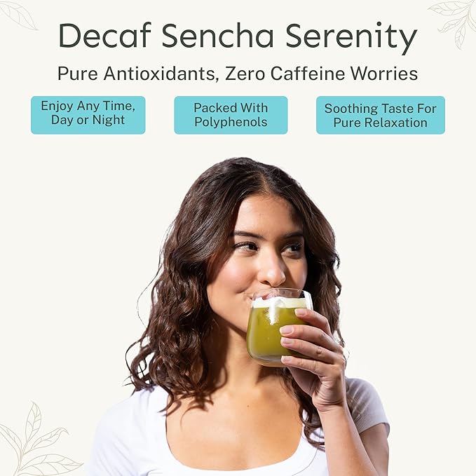 Yu Tea Decaf Organic Sencha Green Tea Powder, 100 Servings | Rich in Antioxidants, EGCG, & L-Theanine | Pure Japanese First Harvest Leaf | Caffeine-Free & Unsweetened | Resealable Pouch, 2.65 oz - Bloomnest