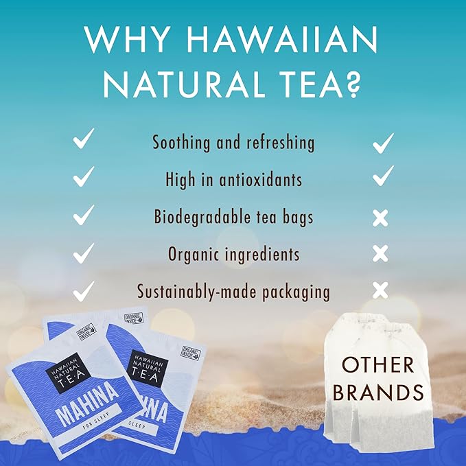 Hawaiian Natural Tea - Mahina Chamomile Tea, All-Natural Herbal Caffeine-Free Tea, Vegan and Keto-Friendly, 20 Tea Bags - Bloomnest