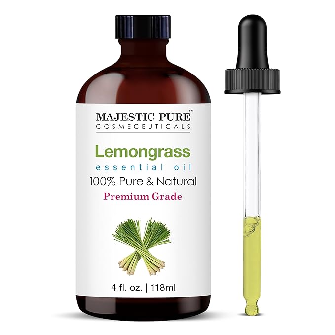 Majestic Pure Lemongrass Essential Oil with Glass Dropper - Huge 4 Fl Oz - 100% Pure and Natural Lemongrass Oil - Premium Grade Essential Oils for Diffuser, Aromatherapy, Soap and Candle Making - Bloomnest