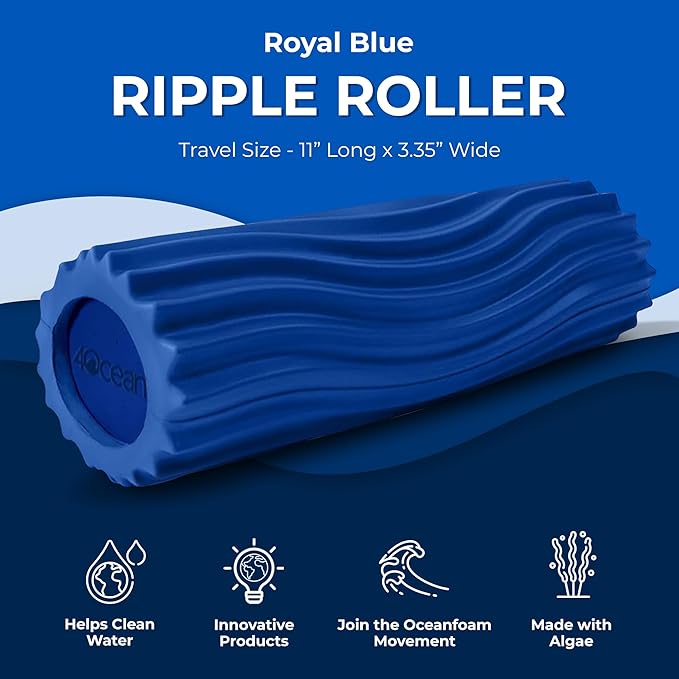 Oceanfoam x 4ocean Roller (Royal Blue) – Limited Edition Muscle Roller for Back Pain & Yoga - High Density Foam for Physical Therapy - Textured for Deep Tissue Massage - Bloomnest