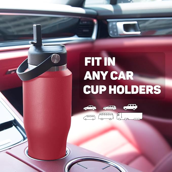 32oz Insulated Water Bottle Keep Cold 24h&Hot 12h, Double Wall Vacuum Insulated Water Bottles with Straw/Spout Lid, Stainless Steel Water Bottles that Fit in Any Car Cup Holder, Leak-proof - Bloomnest