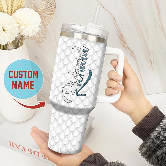 WAZONE Personalized Fishing Tumbler With Lid 40oz Stainless Steel Insulated Travel Coffee Mug Thanksgiving Birthday Christmas Fathers Day Custom Name Gifts For Dad Fisherman Fish Lovers - Bloomnest