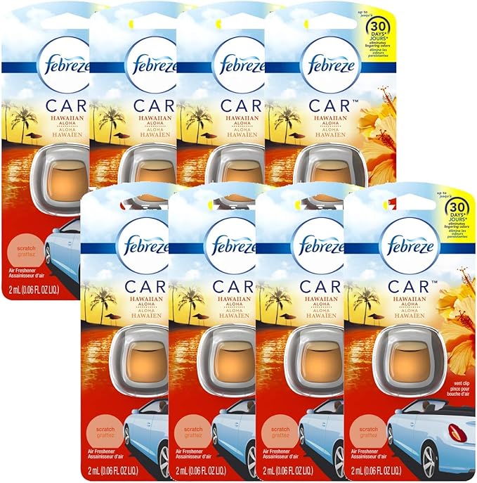 Febreze Odor Clear Car Vent Air Freshener Clip, Hawaiian Aloha 0.06 Fl.Oz - 8 Pack - Bloomnest