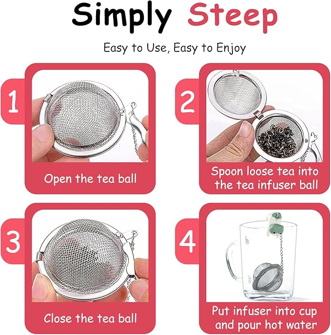 Calico Cat Tea Infuser Set - Adorable Tricolor Kitty Hook, Fine Mesh Loose Leaf Tea Steeper, Stainless Steel, No Mess, 1 Pack (Cat Handstanding in Playful Pose)