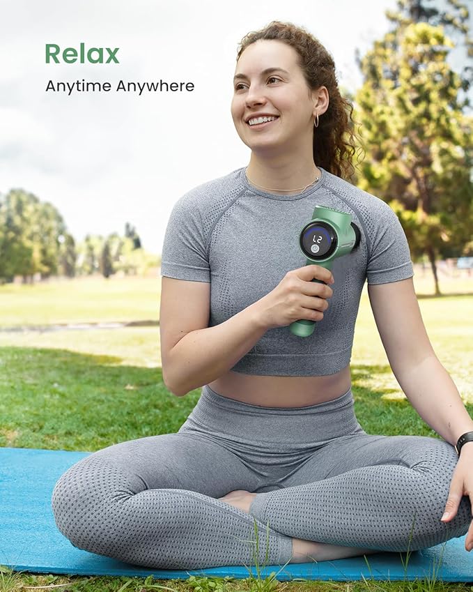 RENPHO Massage Gun Deep Tissue, Portable Percussion Massager for Back and Neck, Gifts for Men and Women, Handheld Device with Carry Case, Active Green - Bloomnest