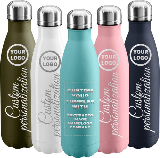 100 Pack USA Custom Water Bottle, 17oz Personalized Sport Water Tumbler, Stainless Steel Material, Leak-Proof, insulation, Customizabne Name, Suitable for Travel Holiday Gift for Women