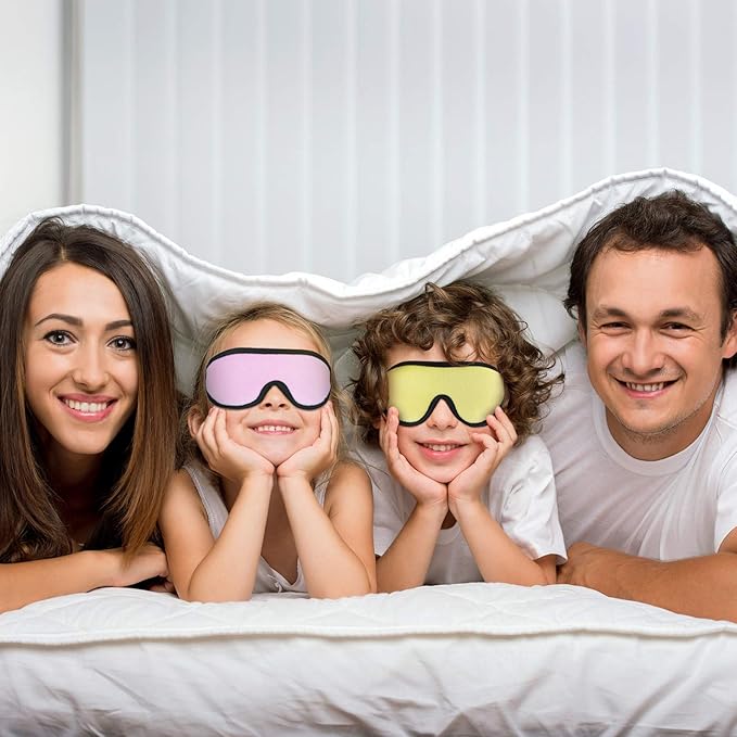 2 Pieces 3D Sleep Mask for Kids Memory Foam Contoured Eye Mask, Travel Sleep Eye Cover with Adjustable Strap, 3D Blindfolds(Pink and Yellow) - Bloomnest