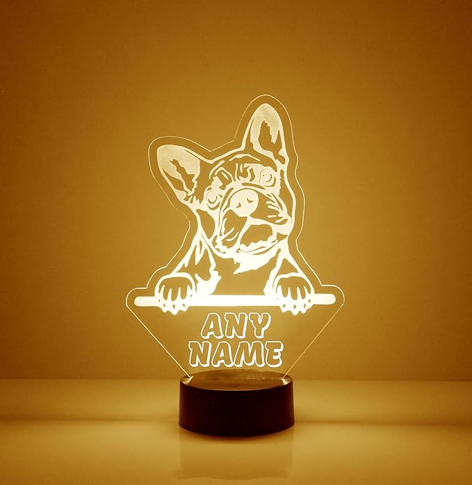 Custom Dog LED Sign Night Light Lamp with Remote, Light Up Display with Personalized Name or Image, Customized, Made in The USA, Clear Acrylic Home Decor Design with 16 Colors (Boston Terrier) - Bloomnest