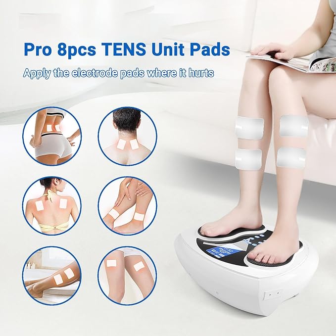 Foot Stimulator for Neuropathy Pro, EMS Foot Massager for Neuropathy with 8 TENS Pad, Feet Nerve Muscle Massager for Pain Relief, Blood Circulation, Plantar Fasciitis, 99 Intensities - Bloomnest