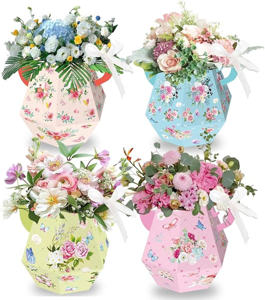 12 Pcs Tea Party Decorations, Flower Boxes Centerpiece Floral Teapot Vase Table Decor for Birthday Baby Shower Bridal Wedding Princess Tea Party Decorations Supplies