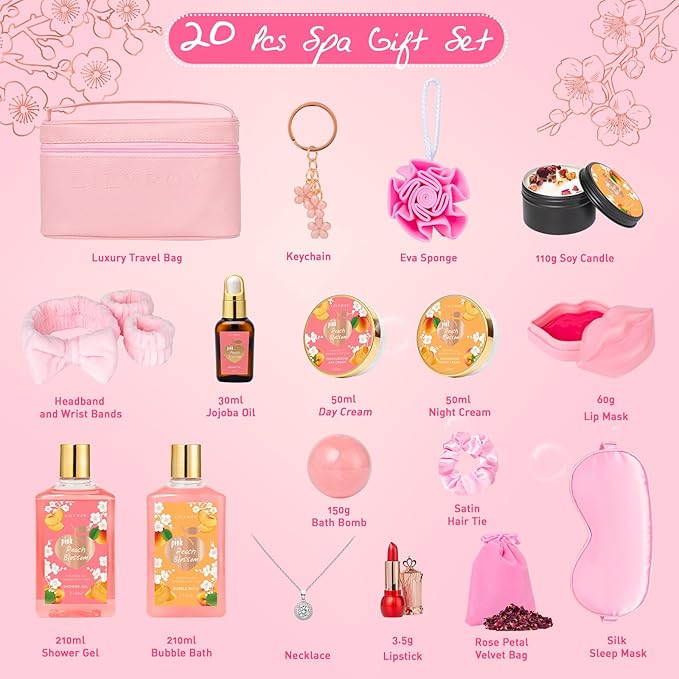 Valentines Day Gifts for Women -20Piece Luxury Bath and Body Gift Bath Gift Set for Women, Spa Gift Sets | Mothers Day, Christmas, Birthday, Anniversary, Holiday Gift for Her, Gifts for Mom