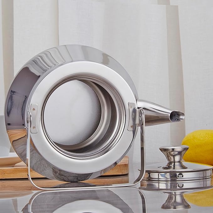 SANQIAHOME 1.6 Quart stainless steel teapot with Infuser A modern, minimalist style