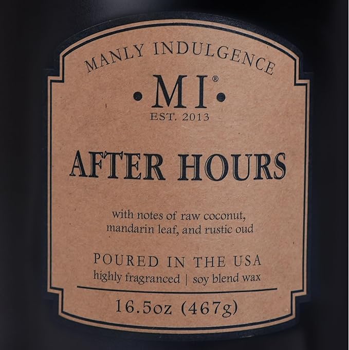 Manly Indulgence After Hours Scented Candles for Men, 2 Wick, 16.5 oz, Premium Soy Blend Wax, 60H Burn, Candles for Home Scented - Made in The USA - Bloomnest