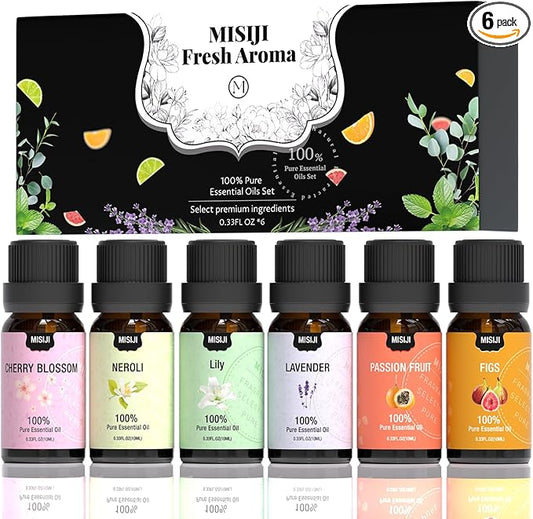 Essential Oils Set-Essential Oils for Diffuser for Home,Diffuser Oils Scents for Aromatherapy,Laundry,Candle&Soap Making,Humidifiers 6 X 10ML - Bloomnest