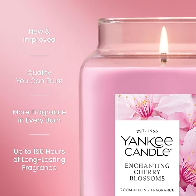 Yankee Candle Enchanted Cherry Blossoms Scented Candle, 22oz Large Jar with up to 150 Hour Burn Time, Giftable, Holidays - Bloomnest