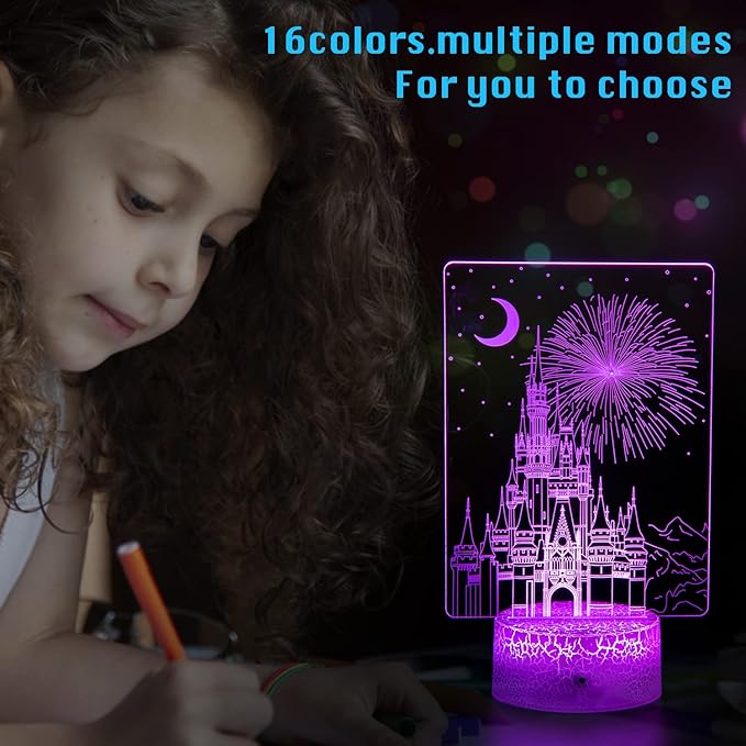 Creative 3D Illusion lamp Castle Night Light with Remote & Smart Touch 7 Colors + 16 Colors Changing Dimmable Castle Kids Night Light 2-12 Year Old Boy or Girl Christmas Brithday Gifts - Bloomnest