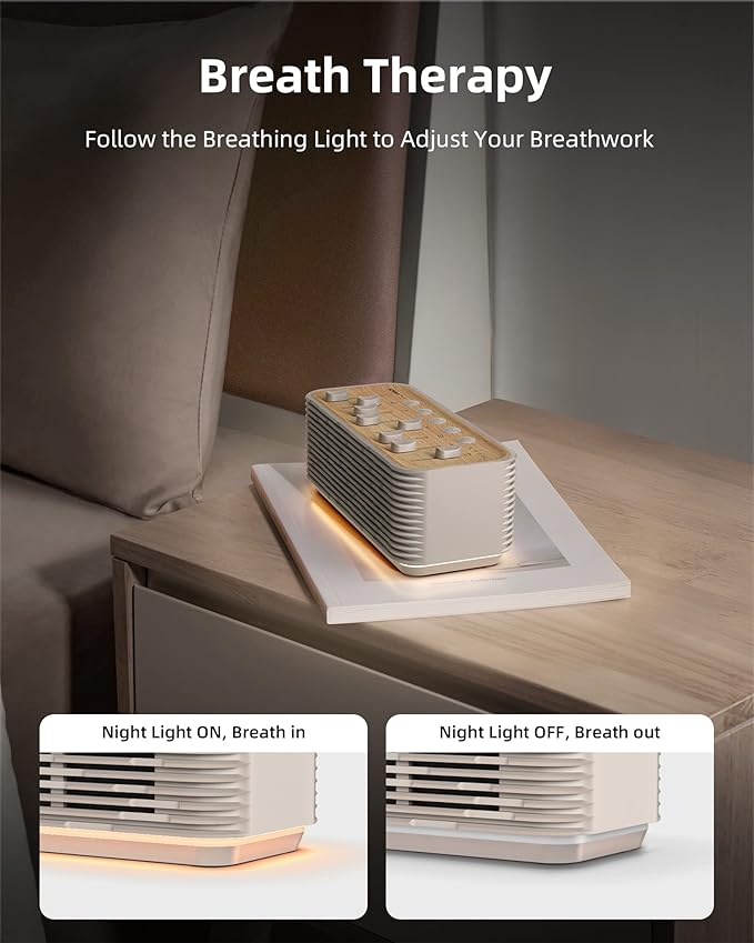 EZVALO White Noise Sleep Sound Machine, 255+ Mixer Options with Portable Speaker, Night Light, Sleep Timer, Breath Therapy, White Noise Machine for Adults Sleeping Meditation with Light - Bloomnest