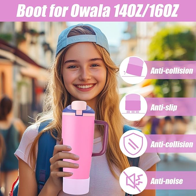 Mity rain 2PCS Protective Silicone Boots for Owala 30oz & 40oz FreeSip Sway Bottles & Tumblers - Accessories for owala, Enhances Stability & Prevents Scratches (Lilac) Mityrain