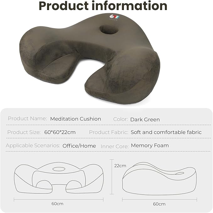 Meditation Cushion & Floor Pillow Seat - Ergonomic Comfortable Memory Foam Set Relieves Numbness Tailbone & Hip Pain from Long Sitting, idea for Reading, Yoga. - Bloomnest