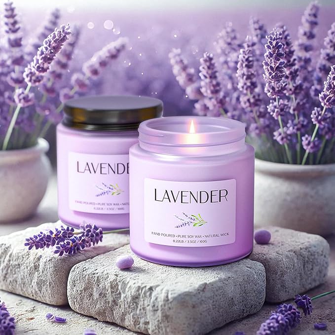 Lavender Candle, Soy Candles for Women, Soy Candles for Home Scented, 2 Pack Aromatherapy Candle Gift Set for Relaxing, Stress Relief & Home Decor - Bloomnest