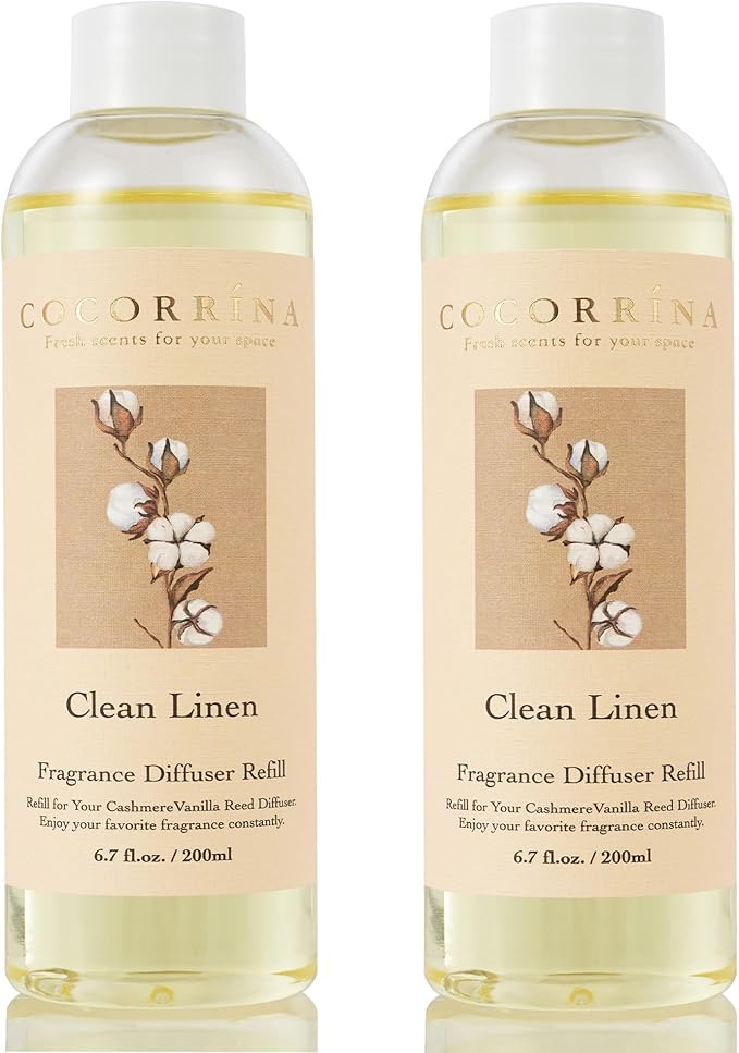 Cocorrína Reed Diffuser Refill - Clean Linen 6.7 oz / 2 Packs Reed Diffuser Oil Refill - Bloomnest
