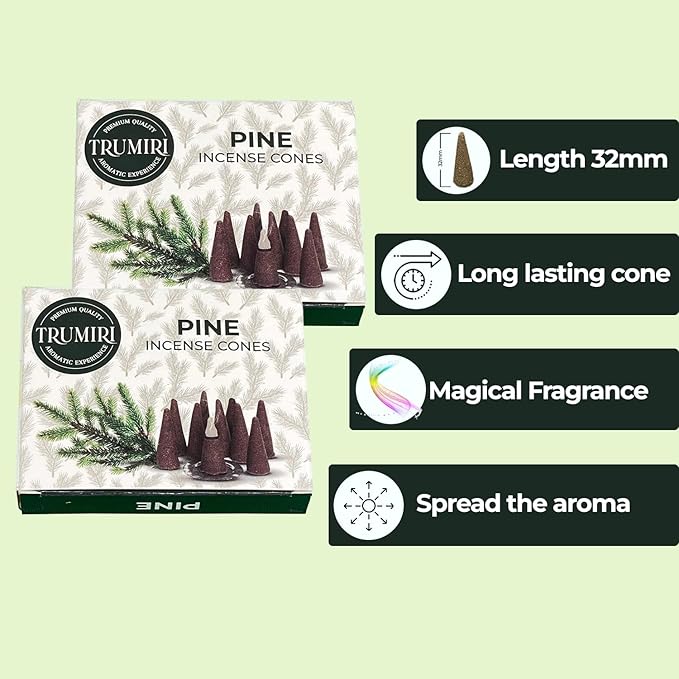 Pine Incense Cones - 60 Cones (6 Packs of 10) - Scented Incense TRUMIRI
