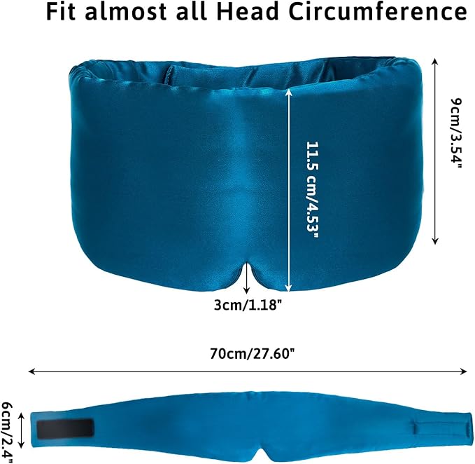 Silk Sleep Mask for Women Men Satin, ATreebag Eye Sleeping Mask & Blindfold with Adjustable Strap, Large Size, 1 PC Navy Blue - Bloomnest