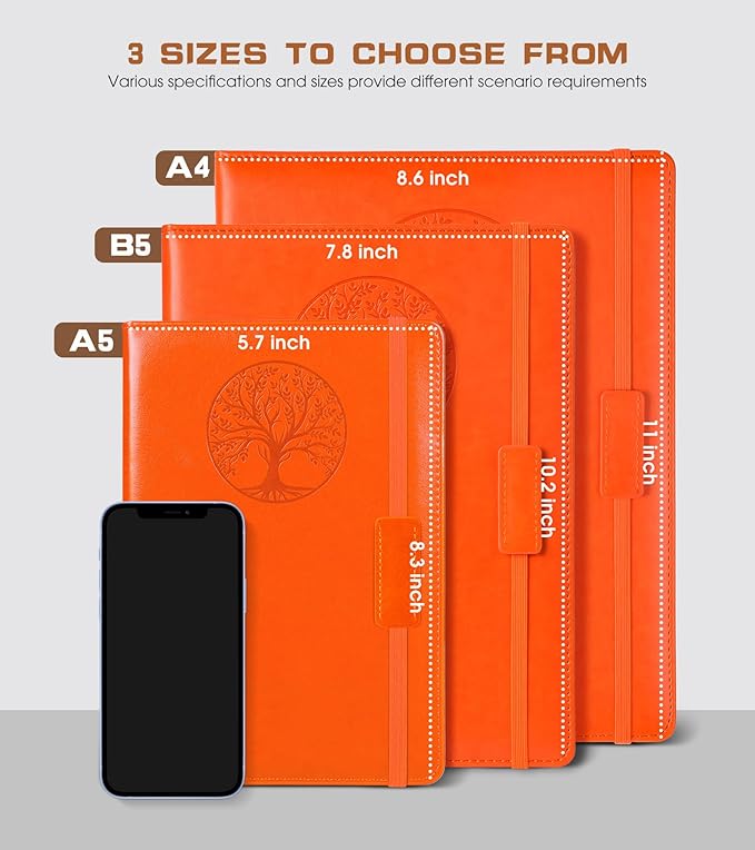 Lined Journal Notebook for Women Men,256 Pages A4 Large Hardcover Leather Journals for Writing,Travel,Business,Work,School,College Ruled Notebooks for Note Taking, Diary Notepad 8.6"×11" - Bloomnest