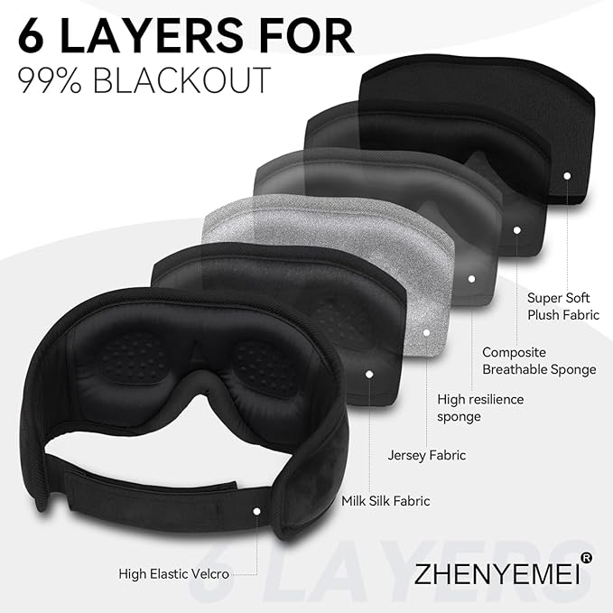 Bluetooth Sleep Headphones Bluetooth Sleep Mask | 3D Eye Mask for Sleeping | 16hrs Playingtime | Light Blocking Eye Mask | Auto - Off Timer | Best for Sleeper | Travel - Bloomnest