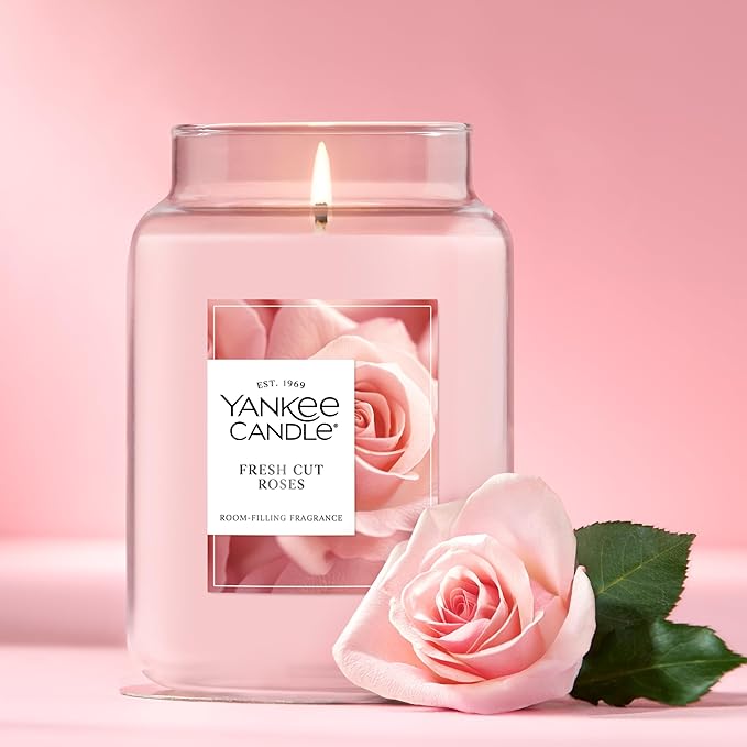 Yankee Candle Fresh Cut Roses Scented Candle, 22oz Large Jar with up to 150 Hour Burn Time, Giftable - Bloomnest